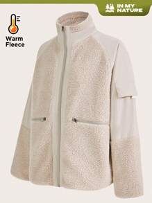 In My Nature Women's Zipper Front Lambswool Outdoor Sport Jacket - Beige - View 1