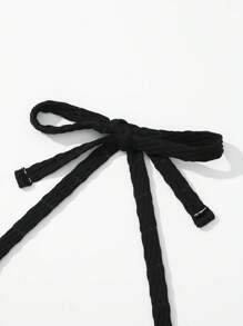 Swim Vcay Summer Beach Plus Size Women's Texture Halter Neck Bikini Set 3 Pieces Set Music Festival - Black - View 3