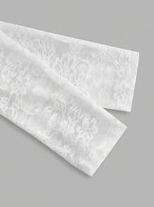 SHEIN BAE 女士浪漫情人節約會性感透明蕾絲露肩長袖白色t卹 - 白色 - 查看 10