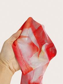 SHEIN BAE 浪漫情人節女士二件套裝,包括一只肩襯衫網眼上衣,帶有褶皺花印和鈴形袖口 - 彩色 - 查看 11