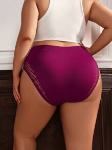 Của phụ nữ Kích thước lớn Xu hướng: Cắt giảm Màu thuần Tam giác Quần lót không đường may - Màu tím - Xem 2