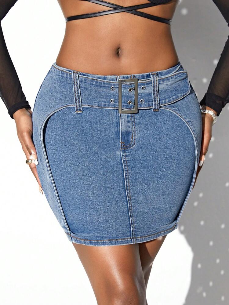 High Waist High Elastic Sexy Mini Denim Skirt For Women