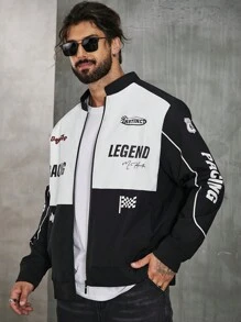 Manfinity LEGND Chaqueta De Carreras Para Hombre En Talla Grande - Negro - Ver 6