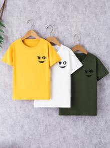 SHEIN 少年卡通印花短袖T恤 - 彩色 - 查看 1