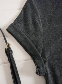 INAWLY Cactus And Slogan Graphic Tee - Dark Grey - View 4