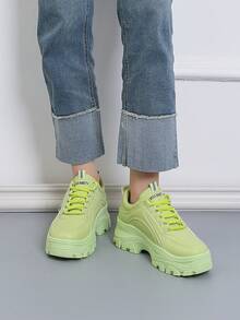 春秋時尚厚底女增高運動鞋綠、灰色女休閒鞋 - 綠色 - 查看 9