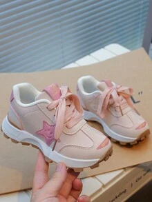 Children's Sports Shoes Girls' Soft Bottom Anti-Slip Running Shoes With Straps For Big Kids And Teenagers - Pink - View 1