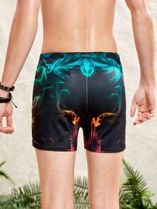 SHEIN Teenage Boys' Colorful Holographic Number Print Tight Swim Shorts - Multicolor - View 2