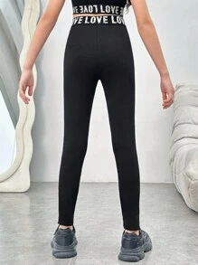 Cô gái Tween Dệt kim In thư Giải trí Xà cạp Bộ - Nhiều màu - Xem 9