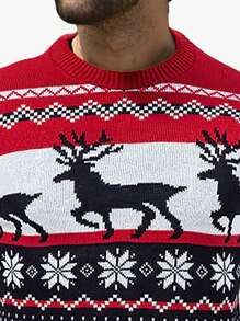 男士休闲驯鹿印花长袖毛衣，秋冬 - 彩色 - 查看 3