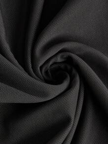 SHEIN Unity 女性大尺碼浪漫玫瑰印花飄帶領口連衣裙 - 黑色 - 查看 5