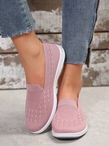 Giày chạy bộ đường trường chống trượt thoải mái cho nữ, giày đế bằng lưới thoáng khí nhẹ, màu hồng - Bụi hồng - Xem 4