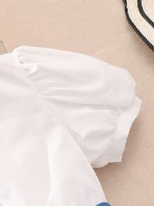 Tween Girls' Bubble Short Sleeve High-Low Shirt And Pants Set - White - View 3