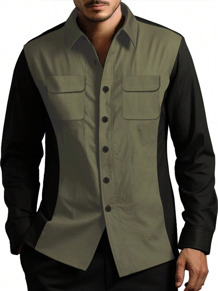 Men's Color Block Shacket