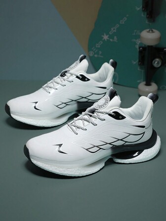 男士運動鞋,pu皮革鞋面,具有吸震,彈性,耐磨複合大底運動鞋,輕量跑步鞋