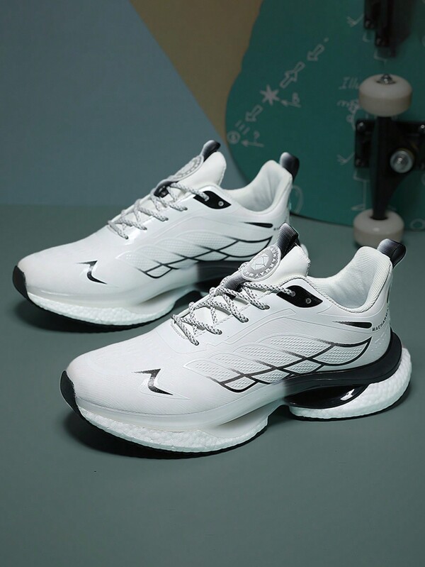 حذاء رياضي رجالي ذو وجه علوي من الجلد الصناعي المصنوع من البولي يوريثين الصدمات ومطاطي ومقاوم للاهتراء ، خفيف الوزن