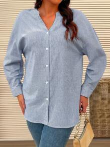 EMERY ROSE Camisa De Rayas Para Mujeres De Talla Grande