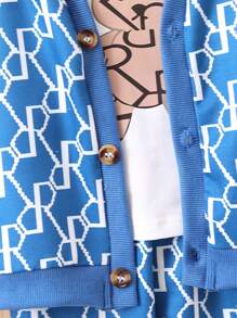 SHEIN Baby Boys' Casual Sports Style Letter Print Tracksuit - Blue - View 6