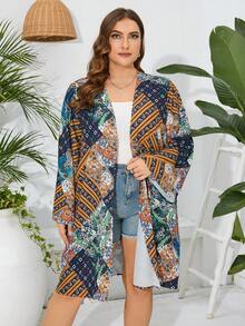 Swim Lushoire 大尺碼女性古著和服,有花卉圖案印花 - 彩色 - 查看 3