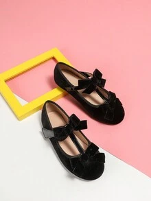 女童甜美软底复古天鹅绒公主鞋黑色适合秋冬季儿童学生低帮舞鞋 - 黑色 - 查看 1