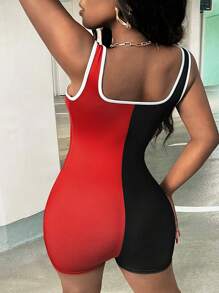 Slaydiva 女士撲克紋無袖緊身衣，適用於夏季 - 彩色 - 查看 2