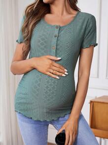 SHEIN 孕婦哺乳圓領t恤 - 綠色 - 查看 5