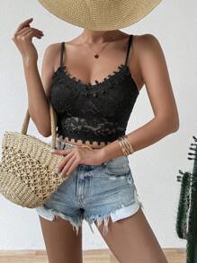 Chiquease Women's Sexy Round Neck Lace Camisole