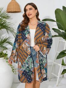 Swim Lushoire 大尺碼女性古著和服,有花卉圖案印花 - 彩色 - 查看 4