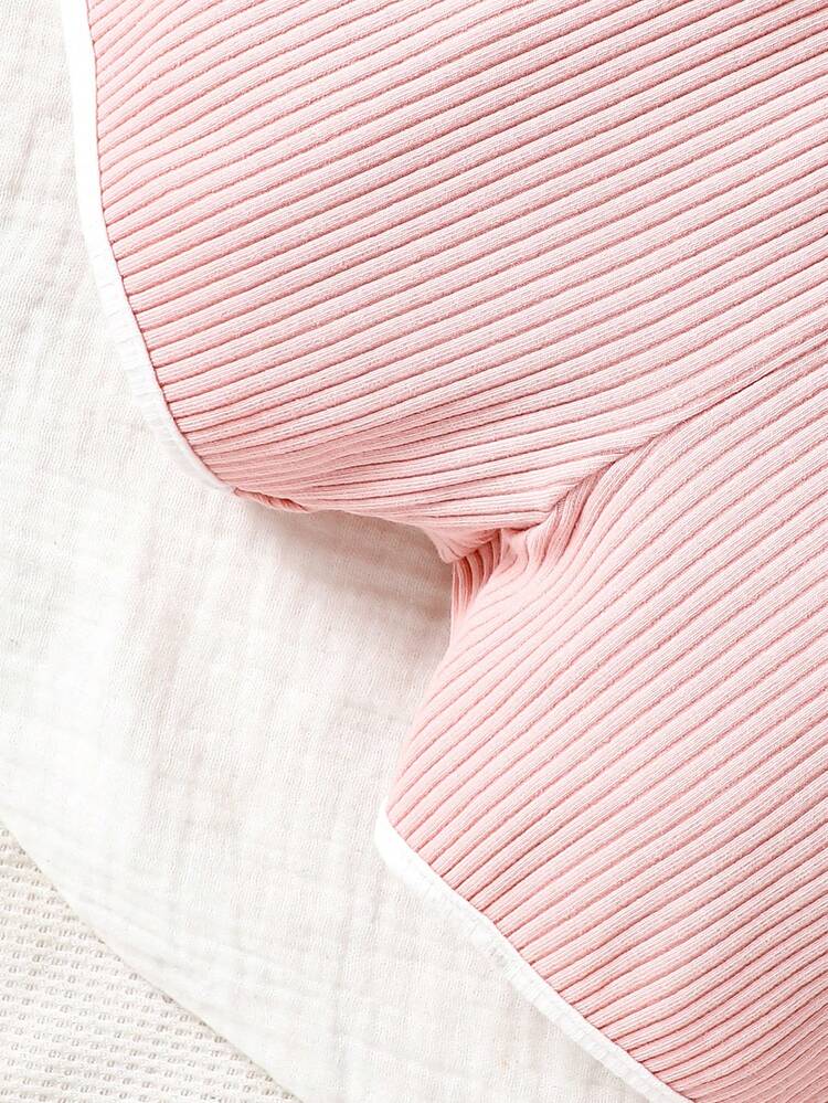 Baby Girl Leisure Solid Color Short Sleeve T-Shirt And Shorts Home Wear Set In Knitted Fabric, 4pcs