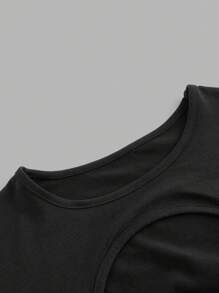 SHEIN EZwear Multiple Pieces Short T-Shirts In Black, White And Gray With Front Placket - Multicolor - View 5