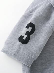 SHEIN Explorewe 男童休闲舒适短袖 Polo 领衬衫，精致恐龙刺绣，搭配纯色短裤和休闲裤，适合日常穿着、上学、旅行、聚会和节日，春夏帅气时尚。 - 灰色 - 查看 4