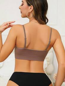 女性咖啡色無縫時尚透氣休閒內衣 - 咖啡棕 - 查看 2