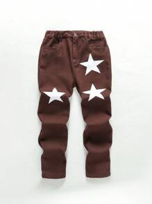 Tween Boys' Star Pattern Street Style Jeans - Brown - View 1
