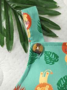 寶寶男童可愛卡通動物印花背帶褲,休閒寬鬆連身褲,適用於春/夏假期 - 彩色 - 查看 4