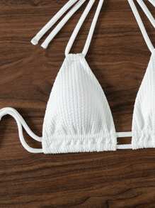 SHEIN Swim Basics 女式露背比基尼上衣 - 白色 - 查看 8