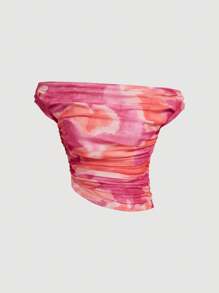 Aveloria Rosie Tie-Dyed Asymmetric Hemline Ruched Top  - Multicolor - View 1