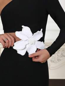 1pc腰部花卉镂空绷带连衣裙 - 黑色 - 查看 4