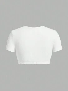 SHEIN EZwear Multiple Pieces Short T-Shirts In Black, White And Gray With Front Placket - Multicolor - View 7