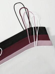 Sweetra 4pcs Solid Color Cropped Camisole Tank Top - Multicolor - View 3