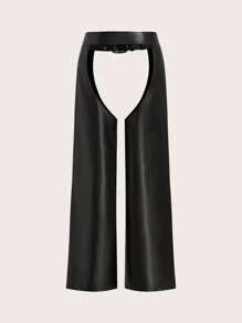 SHEIN ICON 1pc Low Waist Crotch-Opening Pants - Black - View 7