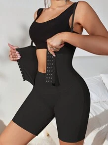 女士束腰褲連體衣,前扣緊扣,提臀收腹,底褲式設計 - 黑色 - 查看 4