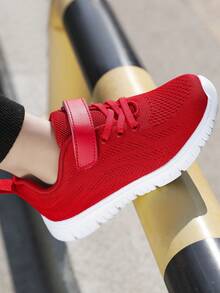 Zapatillas de moda con suela gruesa, transpirables y ligeras para adolescentes en primavera, con cierre de - Rojo - Ver 3