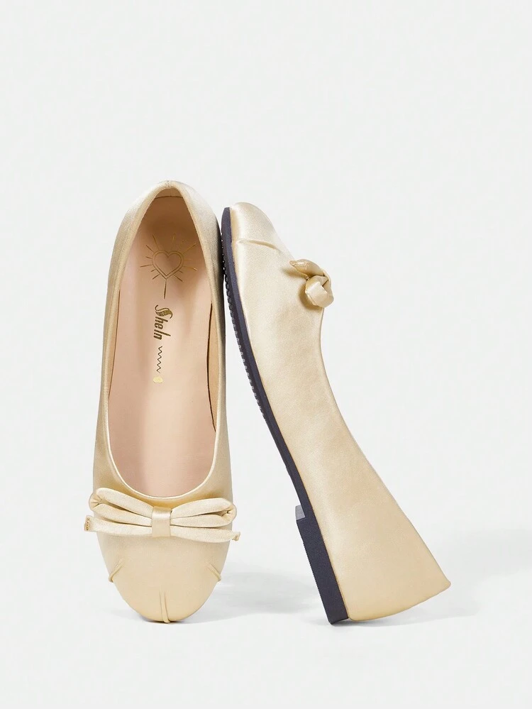 Women's Flat Shoes With Bow Decoration For Versatile Wear