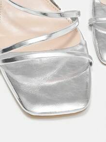 CUCCOO BIZCHIC 女士時尚銀色高跟涼鞋度假鞋夏日特賣 - 銀色 - 查看 8