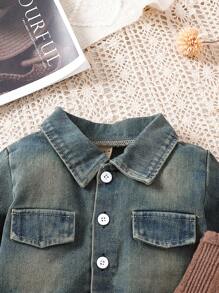 嬰幼女寶寶短款背心上衣,牛仔夾克和a字牛仔裙 - 彩色 - 查看 3