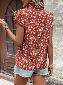 SHEIN Clasi Áo cánh tay lửng in hoa cho nữ - Đỏ - Xem 2