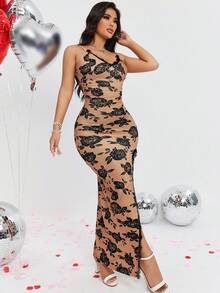 SHEIN Privé Của phụ nữ Đầm - Màu Khaki - Xem 5