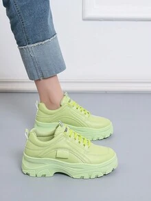 春秋時尚厚底女增高運動鞋綠、灰色女休閒鞋 - 綠色 - 查看 8