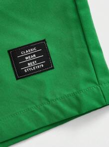 Manfinity VCAY Men Slogan Graphic Tee & Drawstring Waist Shorts - Green - View 3