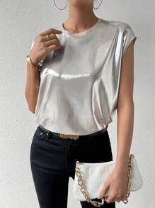 Chiquease Metallic Casual Shirt - Silver - View 6